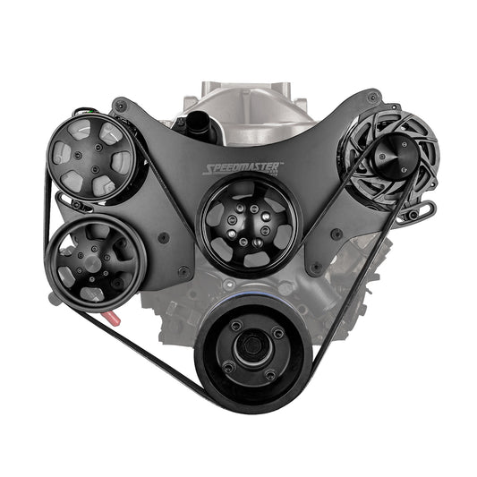 Kit completo de polea serpentina de aluminio para motor Ford SB 289 302 351w [Negro]