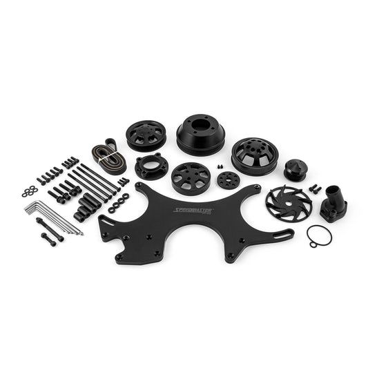 Kit completo de polea serpentina de aluminio para motor Ford SB 289 302 351w [Negro]