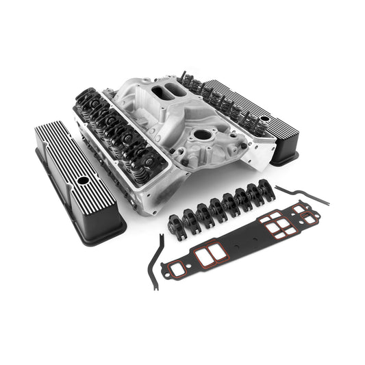 Chevy SBC 350 Straight Cylinder Head Top End Engine Combo Kit [Solid/Mechanical Flat Tappet]