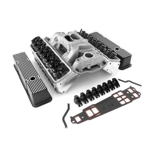 Chevy SBC 350 Straight Cylinder Head Top End Engine Combo Kit [Hydraulic Roller Tappet]