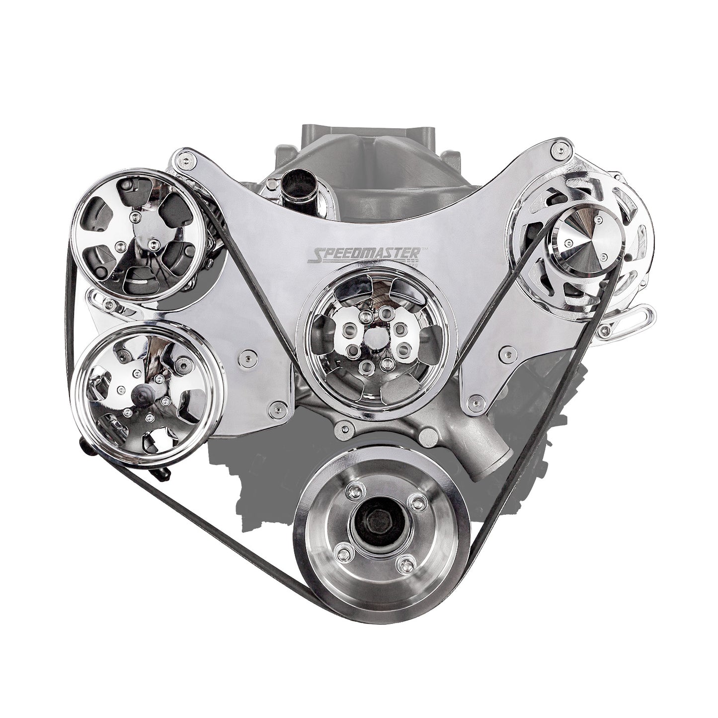 Kit completo de transmisión por correa serpentina de aluminio para Ford SB 289 302 351w [Pulido]