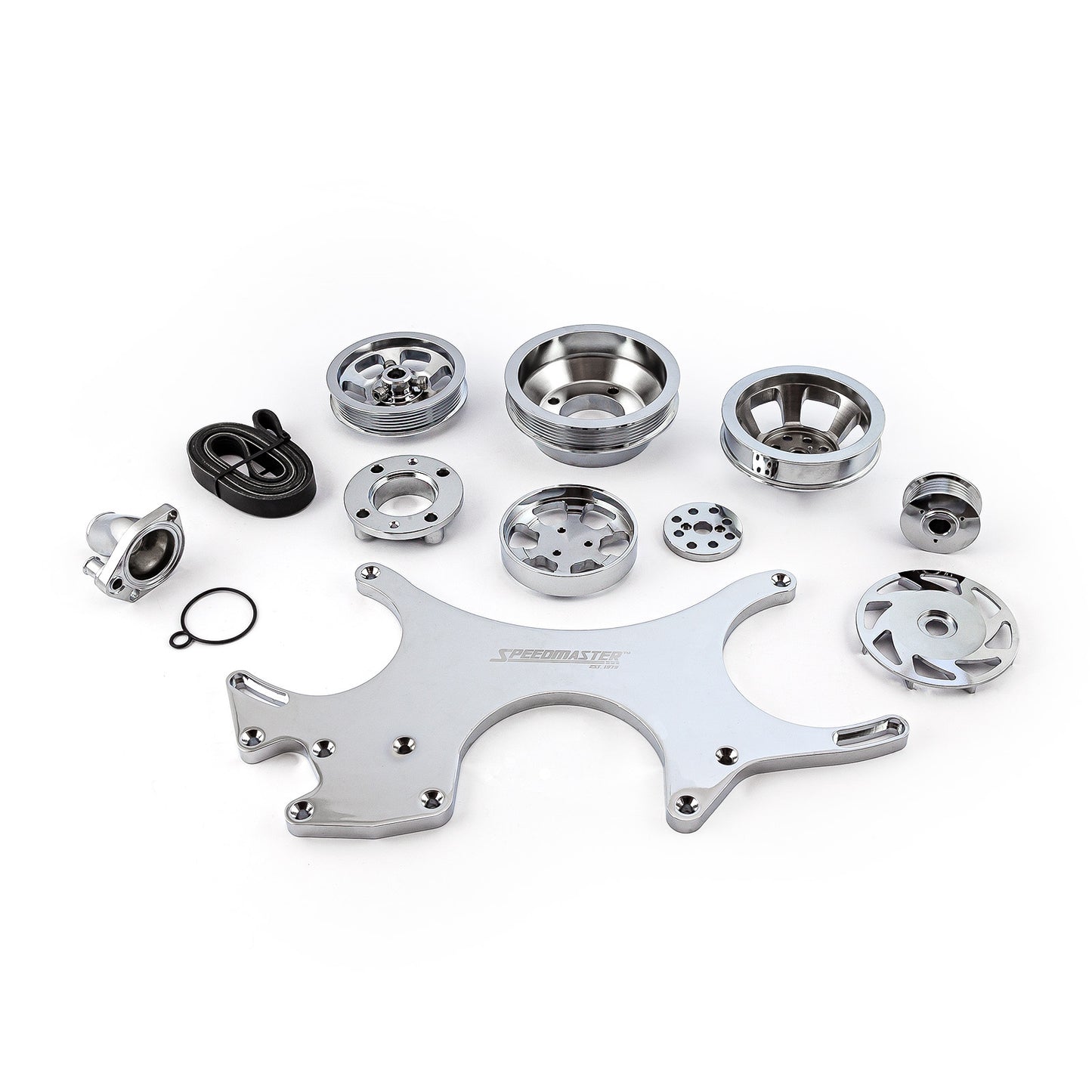 Kit completo de transmisión por correa serpentina de aluminio para Ford SB 289 302 351w [Pulido]