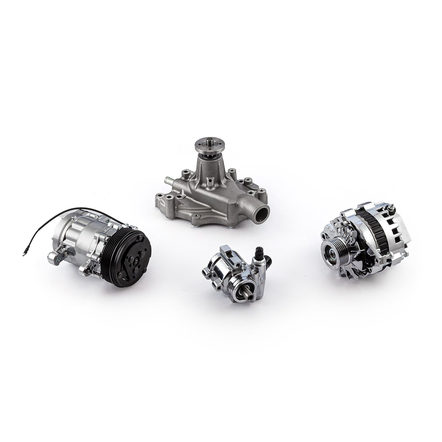 Ford SB 289 302 351w Aluminum Complete Serpentine Belt Drive System Kit [Polished]