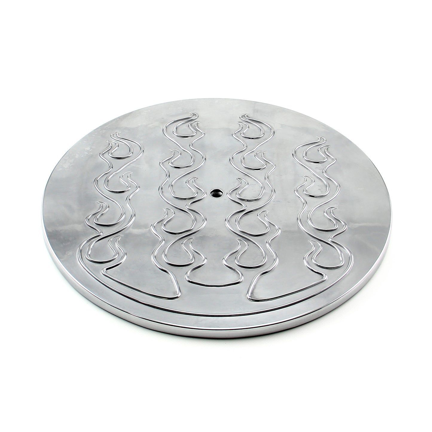 14" Aluminum Round Flamed Air Cleaner Top - Polished