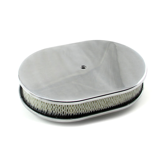 Kit de filtro de aire de aluminio pulido liso ovalado de 12" x 2"