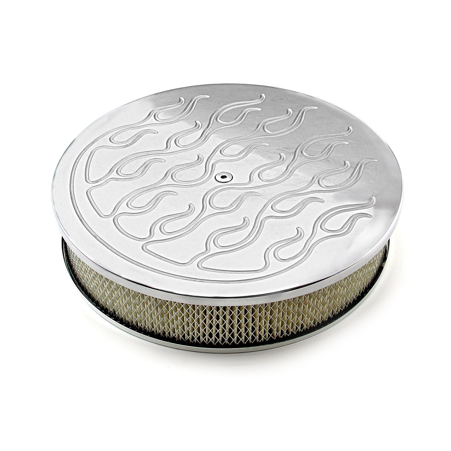 14" Polished Flamed Aluminum Air Cleaner kit with 3" Element