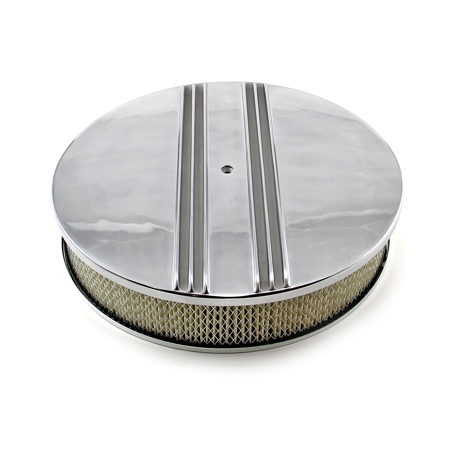 14" Classic Finned Polished Aluminum Air Cleaner Kit with 3" Element