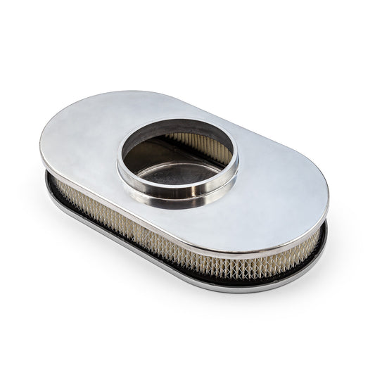 Kit de filtro de aire de aluminio pulido liso ovalado de 15" x 2"
