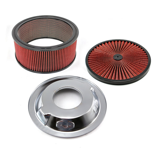 Kit de filtro de aire de 14" x 6" con elemento lavable Extreme Top y base abatible con anillo negro