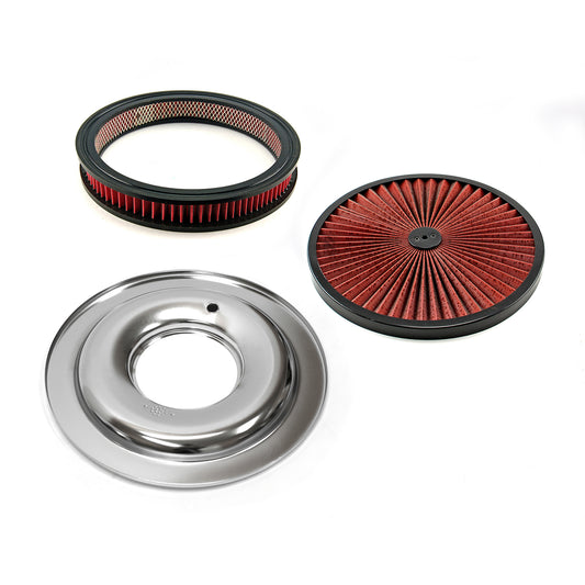 14" x 2" Washable Element Extreme Top w/Black Ring Flat Base Air Cleaner Kit