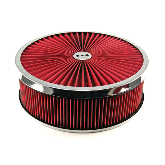 Kit de filtro de aire de 14" x 4" con elemento lavable Extreme Top y base abatible con anillo cromado