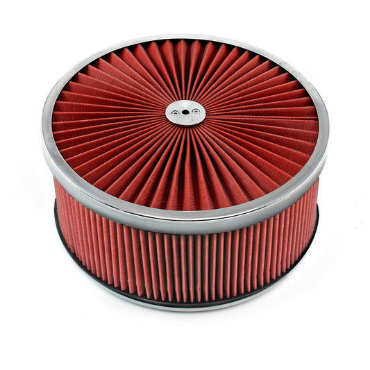14" x 6" Washable Element Extreme Top w/Chrome Ring Dropped Base Air Cleaner Kit