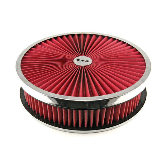 Kit de filtro de aire de base plana con elemento lavable Extreme Top de 14" x 3" y anillo cromado