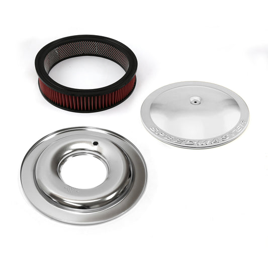 Filtro de aire de aluminio de base plana con elemento lavable de 14" x 3" y color plateado