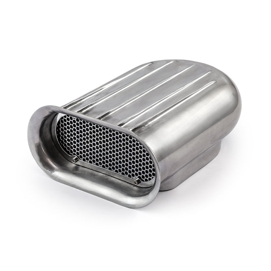 Capó acanalado estilo Hilborn con carburador simple de aluminio pulido