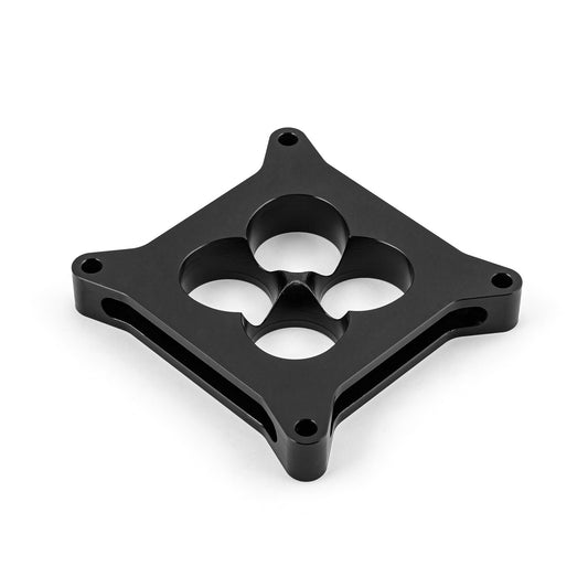 Espaciador de carburador de aluminio 4150 de 1" mecanizado por CNC, diámetro cuadrado, 4 puertos, negro