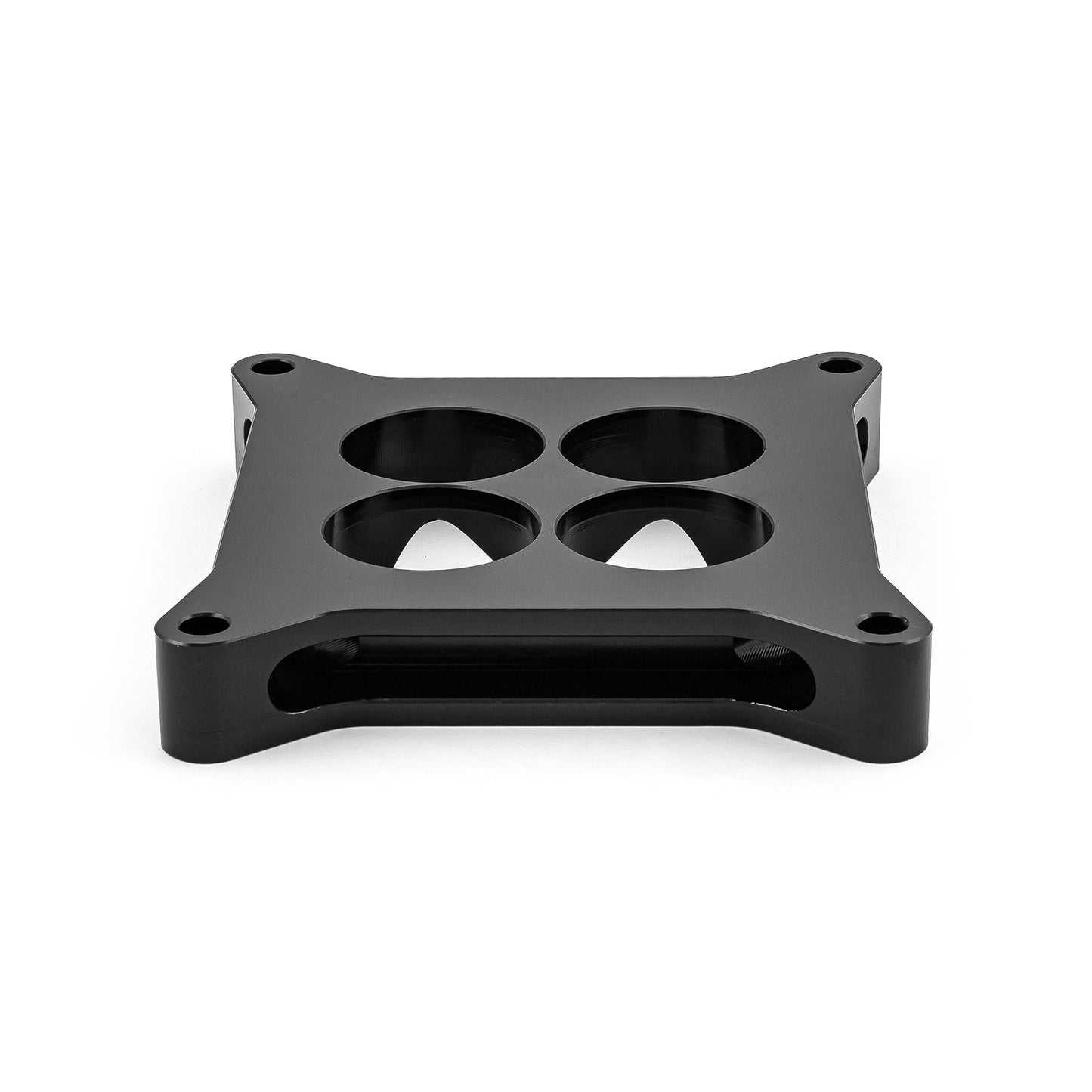 Espaciador de carburador de aluminio 4150 de 1" mecanizado por CNC, diámetro cuadrado, 4 puertos, negro