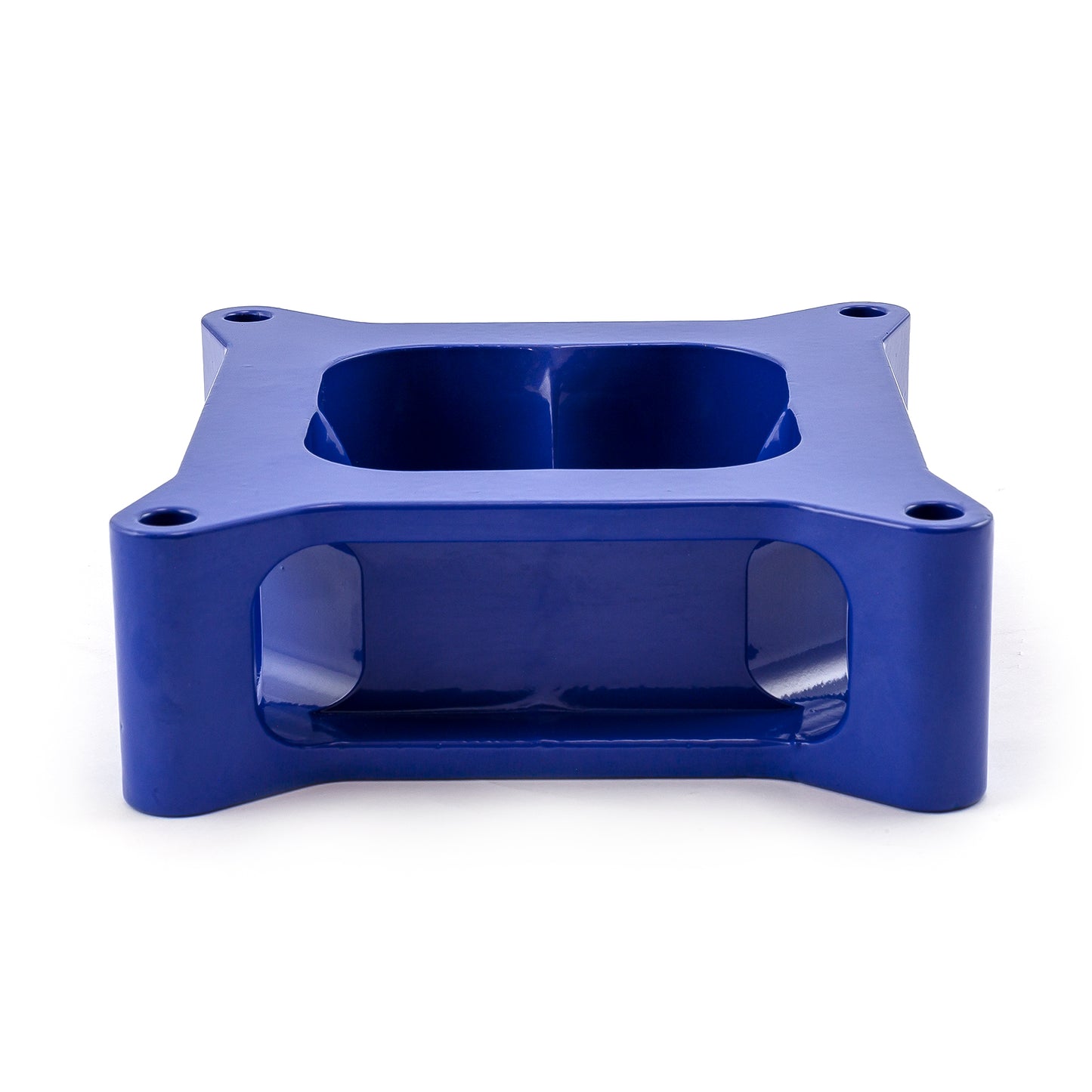 Espaciador de carburador de aluminio 4150 de 2" mecanizado por CNC, diámetro cuadrado, 4 puertos, azul