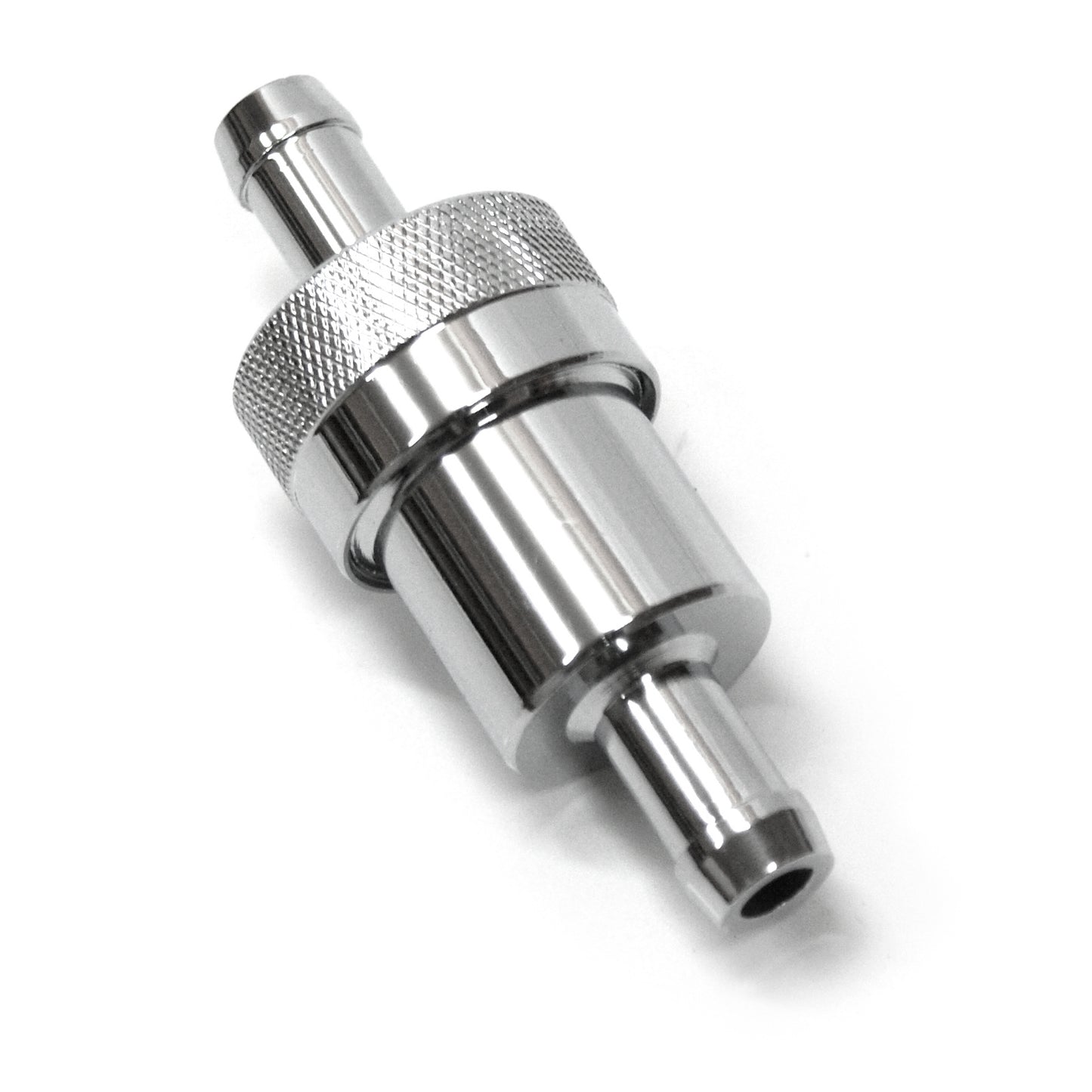 Filtro de combustible de 3/8" de entrada y salida cromado con elemento de bronce