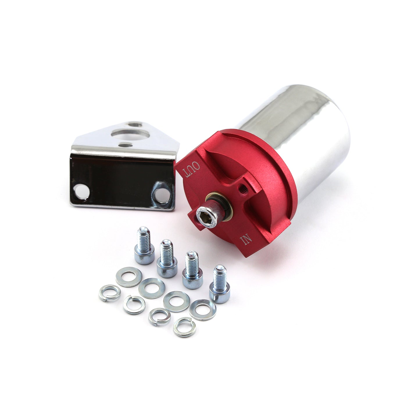 Filtro de combustible con tapa de aluminio macizo y accesorios