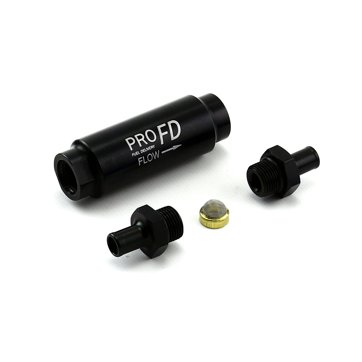 Inline Billet Aluminum Fuel Filter 9/16-18 - 9/16-18 Male Black