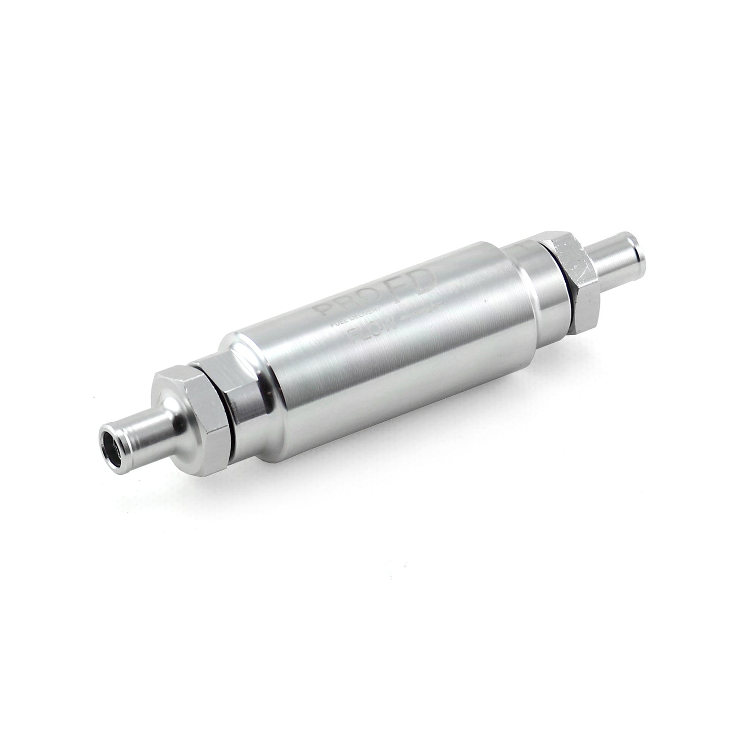 Filtro de combustible de aluminio en línea, 9/16-18 - 9/16-18 macho plateado