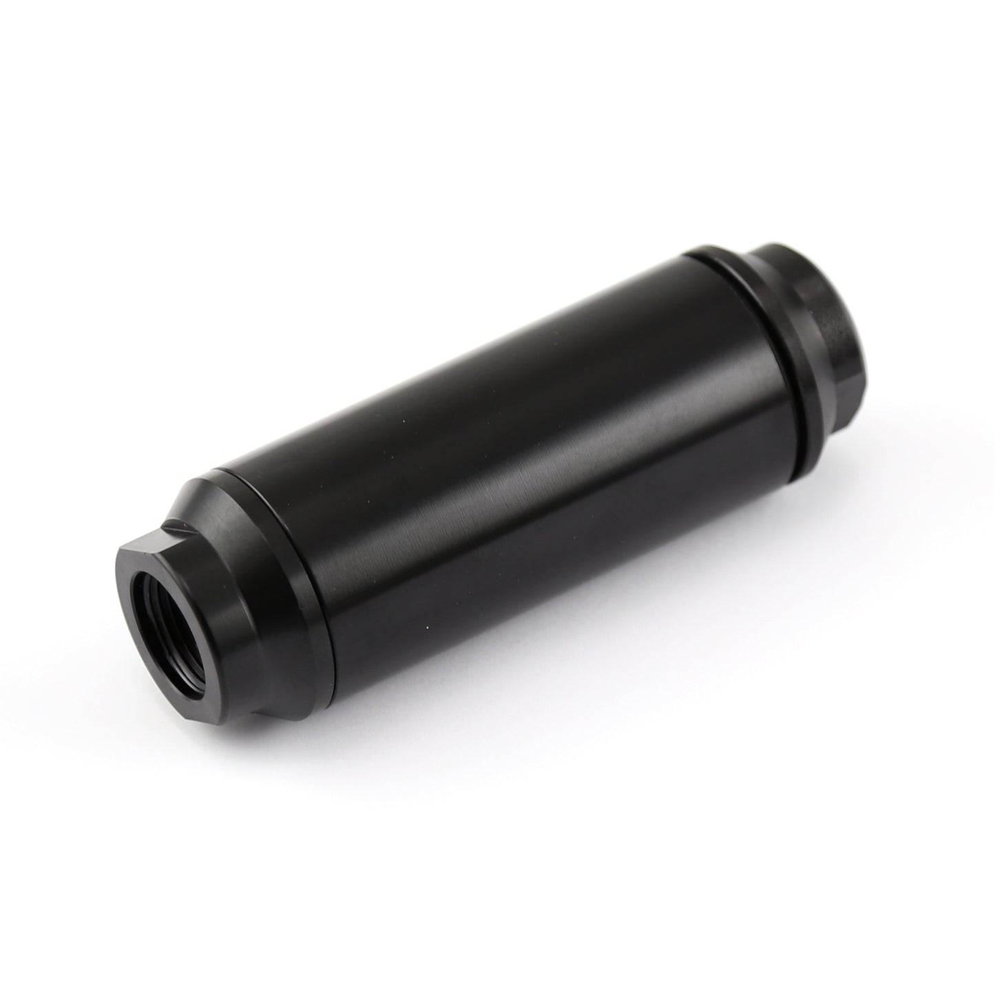 Filtro de combustible en línea de aluminio billet anodizado negro - 10 AN hembra