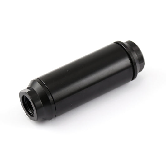 Filtro de combustible en línea de aluminio billet anodizado negro - 10 AN hembra