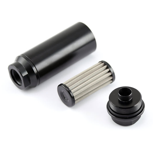 Inline Billet Aluminum Black Anodized Fuel Filter -10 AN Female