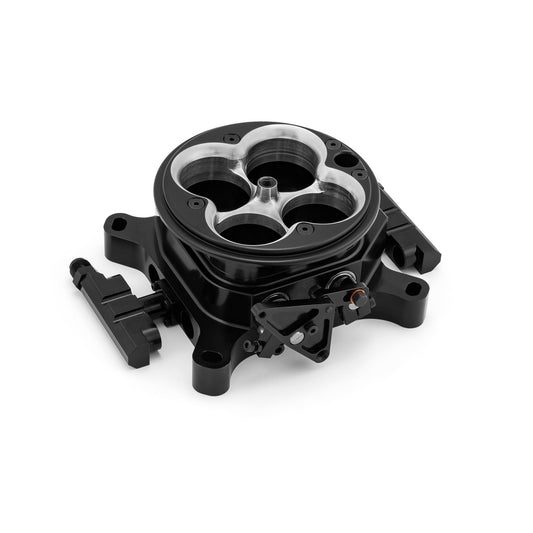 1200 Cfm 4 Barrel 4150 Billet CNC Machined Throttle Body & Fuel Rails - Black