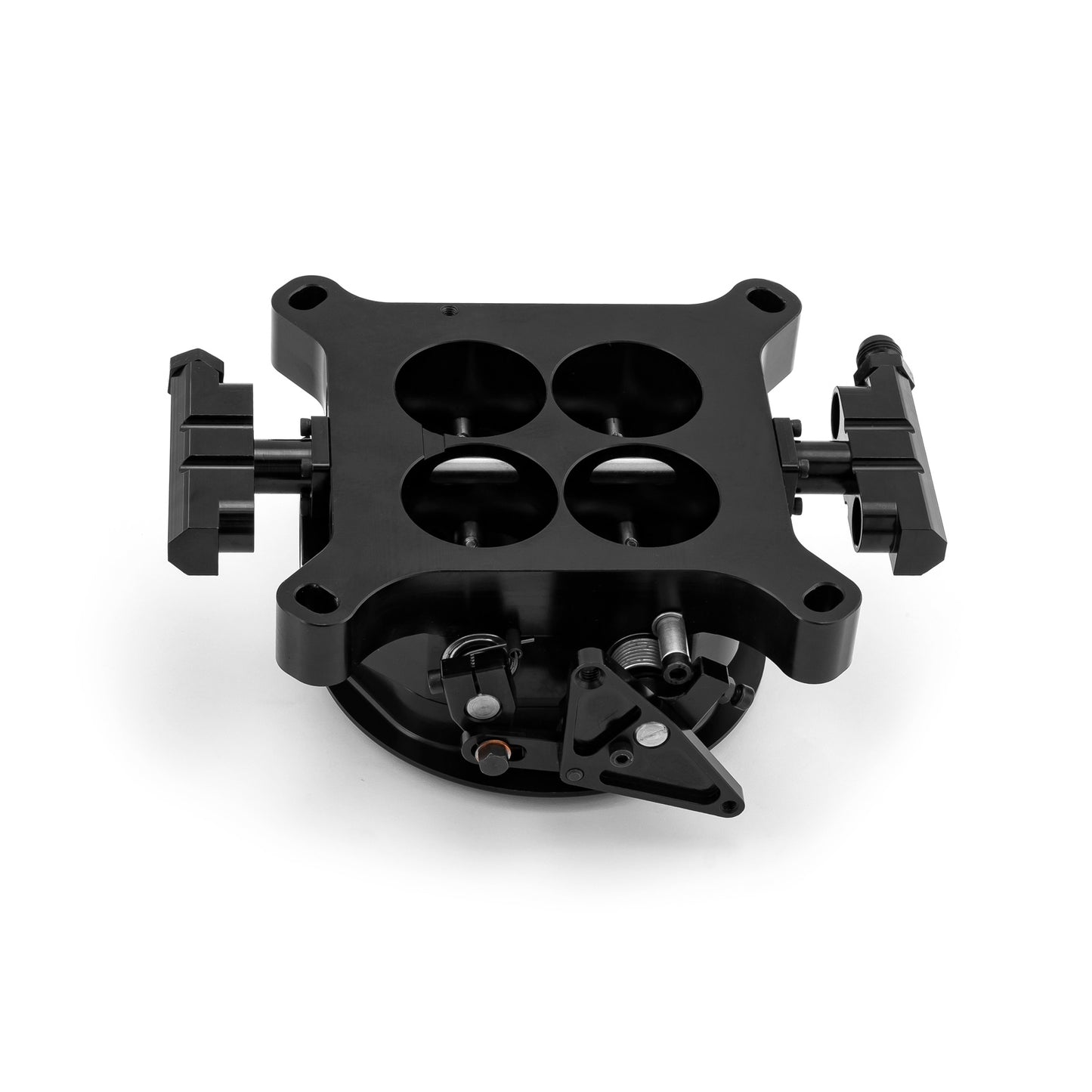 Cuerpo del acelerador y rieles de combustible de 1200 CFM, 4 cilindros, 4150 Billet, mecanizados por CNC, color negro