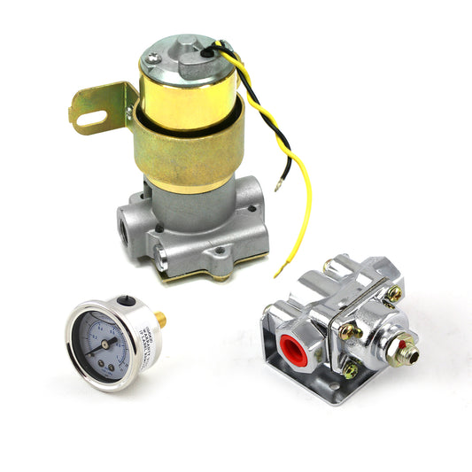 Kit combinado de regulador y manómetro cromado para bomba de combustible eléctrica universal de 95 GPH