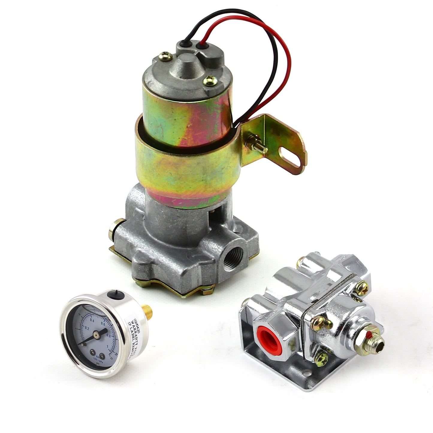 Kit combinado de regulador y manómetro cromado para bomba de combustible eléctrica universal de 140 GPH