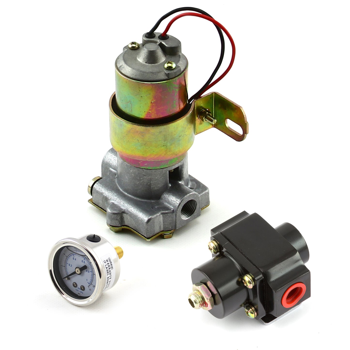 Kit combinado de regulador y manómetro negro con bomba de combustible eléctrica universal de 140 GPH