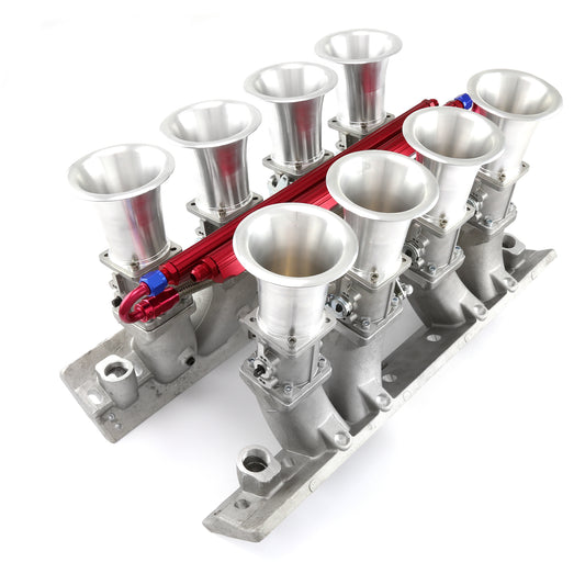 Chevy BBC 454 Downdraft EFI Stack Intake Manifold System Complete Satin