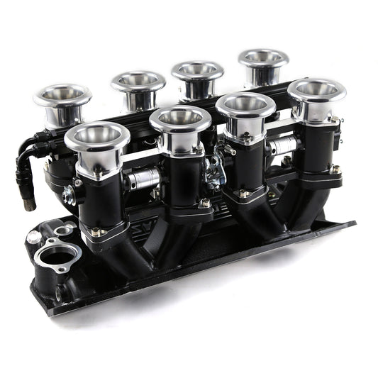 Sistema de colector de admisión de pila EFI de tiro descendente para Chevy SBC 350, completo, color negro