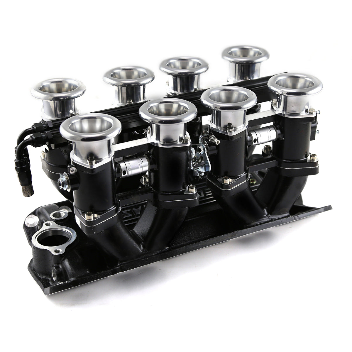 Sistema de colector de admisión de pila EFI de tiro descendente para Chevy SBC 350, completo, color negro