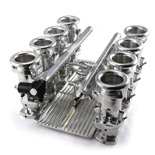 Sistema de colector de admisión de pila EFI de tiro descendente Chrysler HEMI 6.1L, completo y pulido