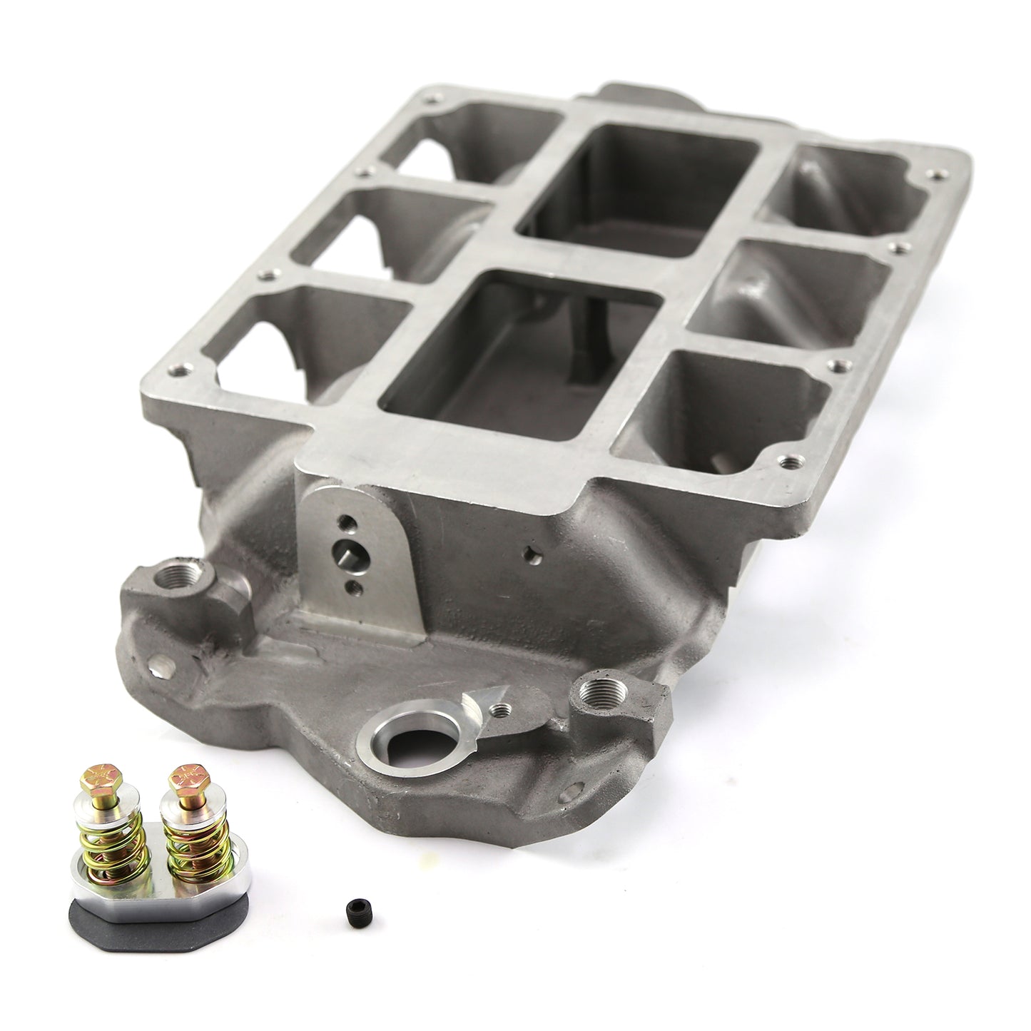 Colector de admisión de aluminio para supercargador Chevy SBC 350 6-71 8-71 [satinado]