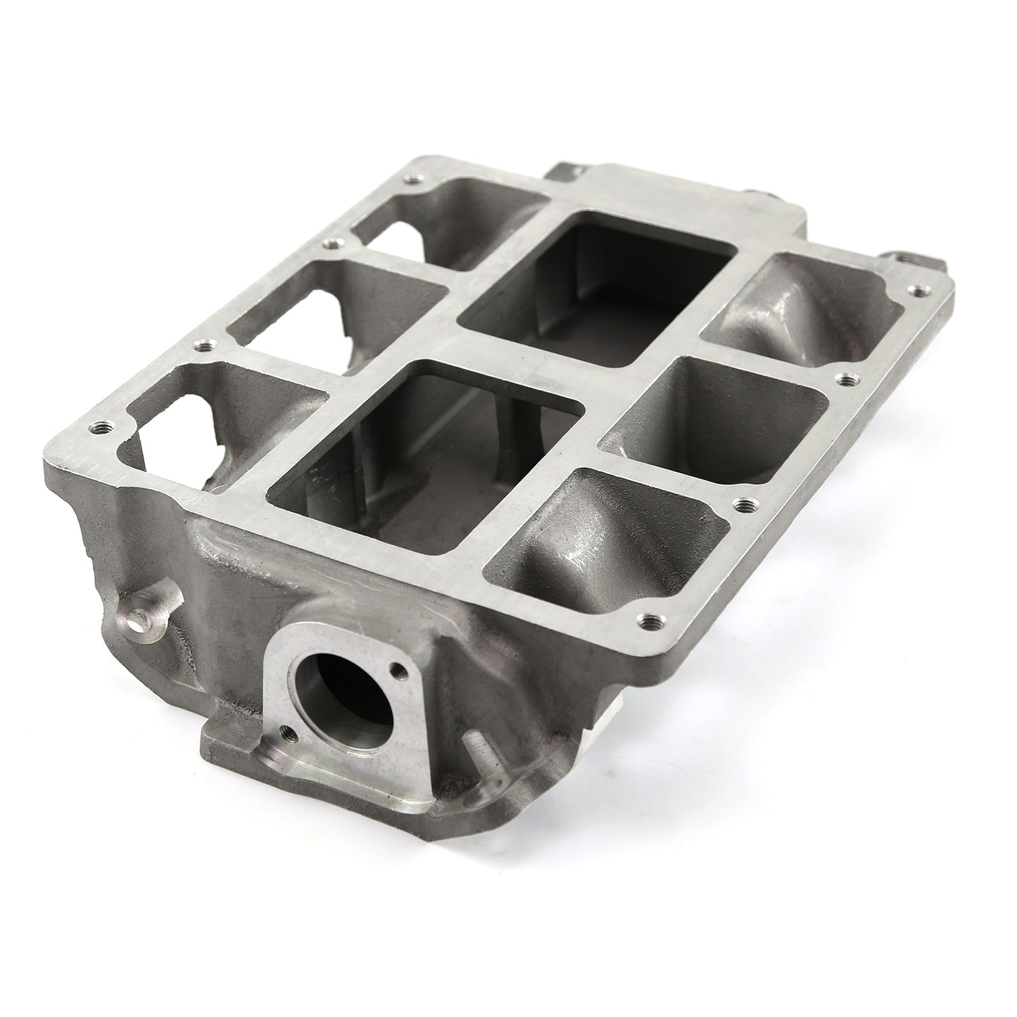 Colector de admisión de aluminio para supercargador Chevy SBC 350 6-71 8-71 [satinado]