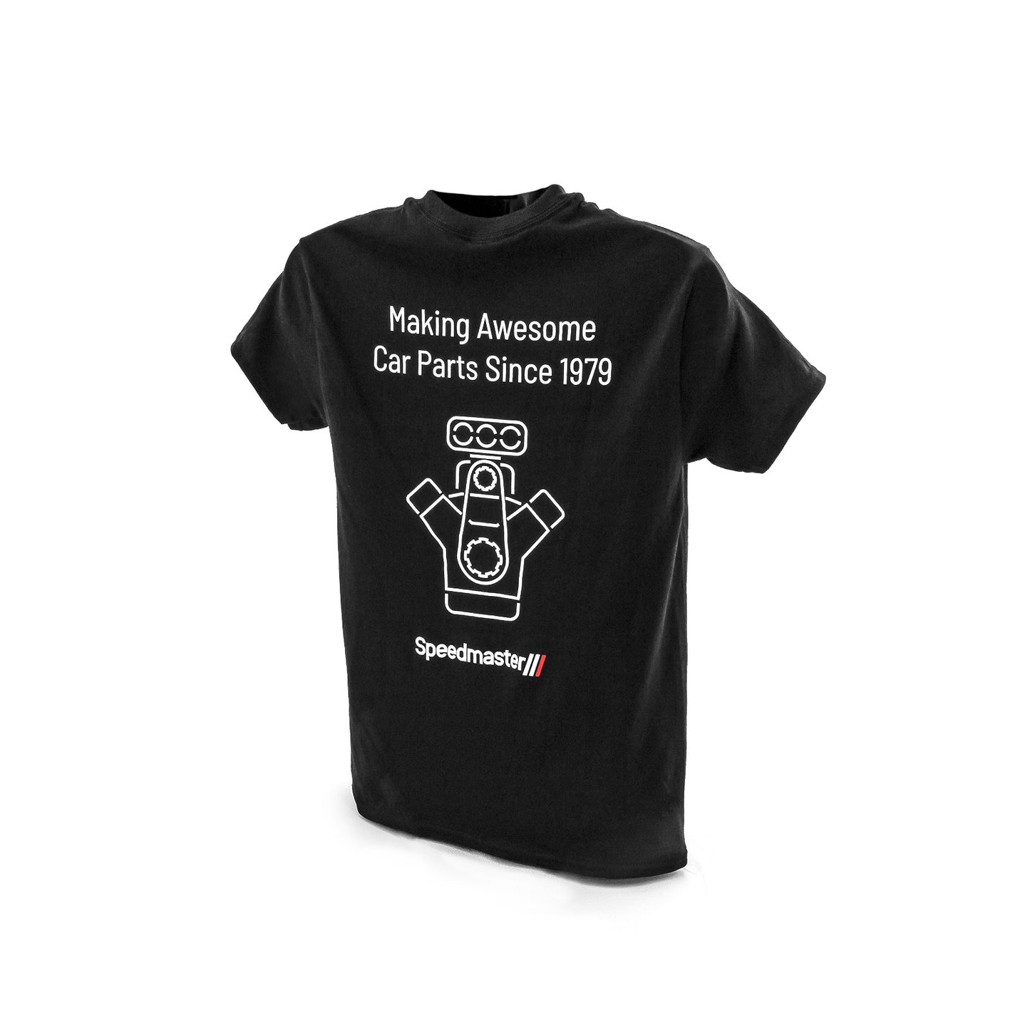Camiseta de algodón negra Speedmaster Engine