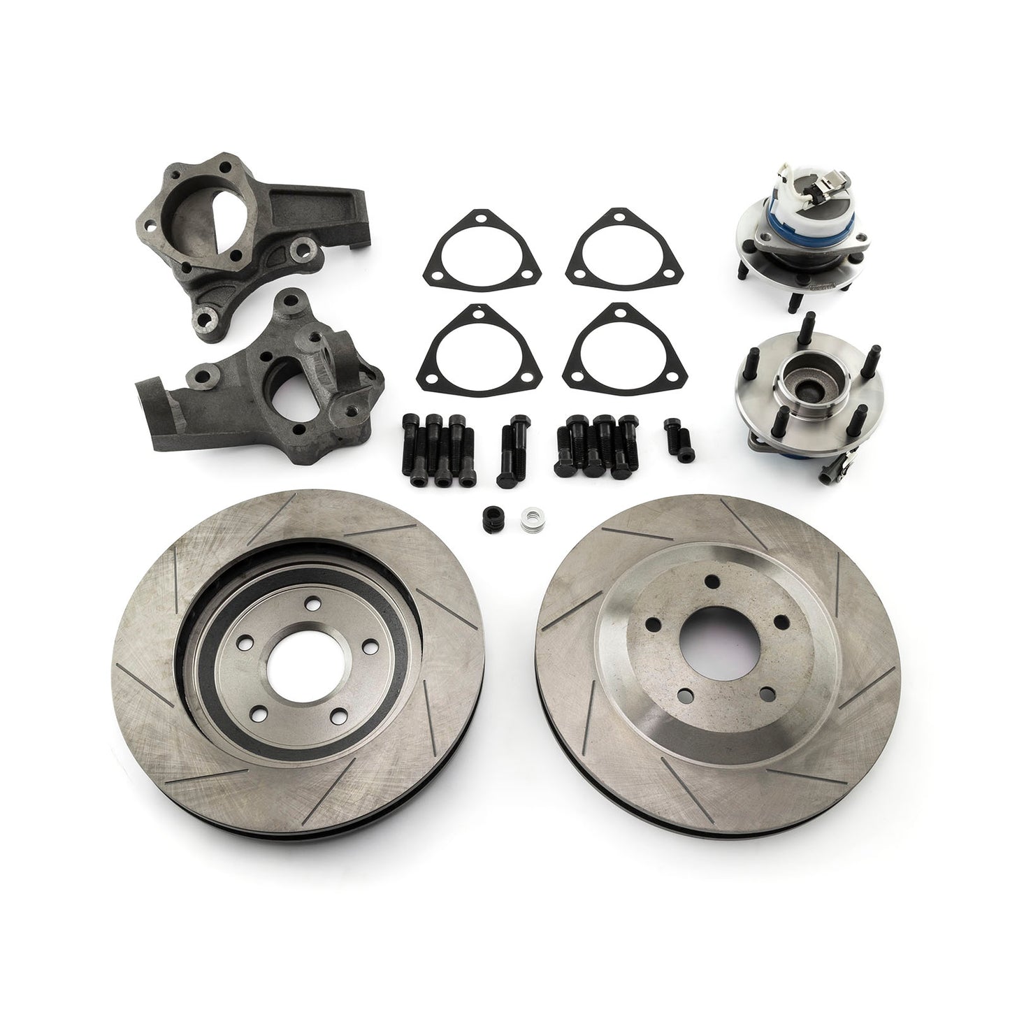 Kit de conversión de freno de disco delantero ranurado de 13" para GM C5 Corvette. Pinzas no incluidas.