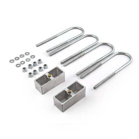 Kit de elevación y descenso de 2" con bloque de aluminio, pernos en U y herrajes