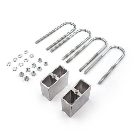 Kit de elevación y descenso de 4" con bloque de aluminio, pernos en U y herrajes