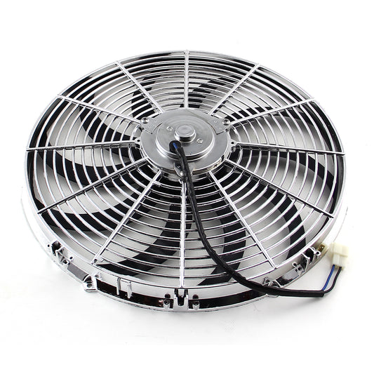 Ventilador termoeléctrico reversible de 16" con aspas en forma de S de 12 V y 12" - Cromado