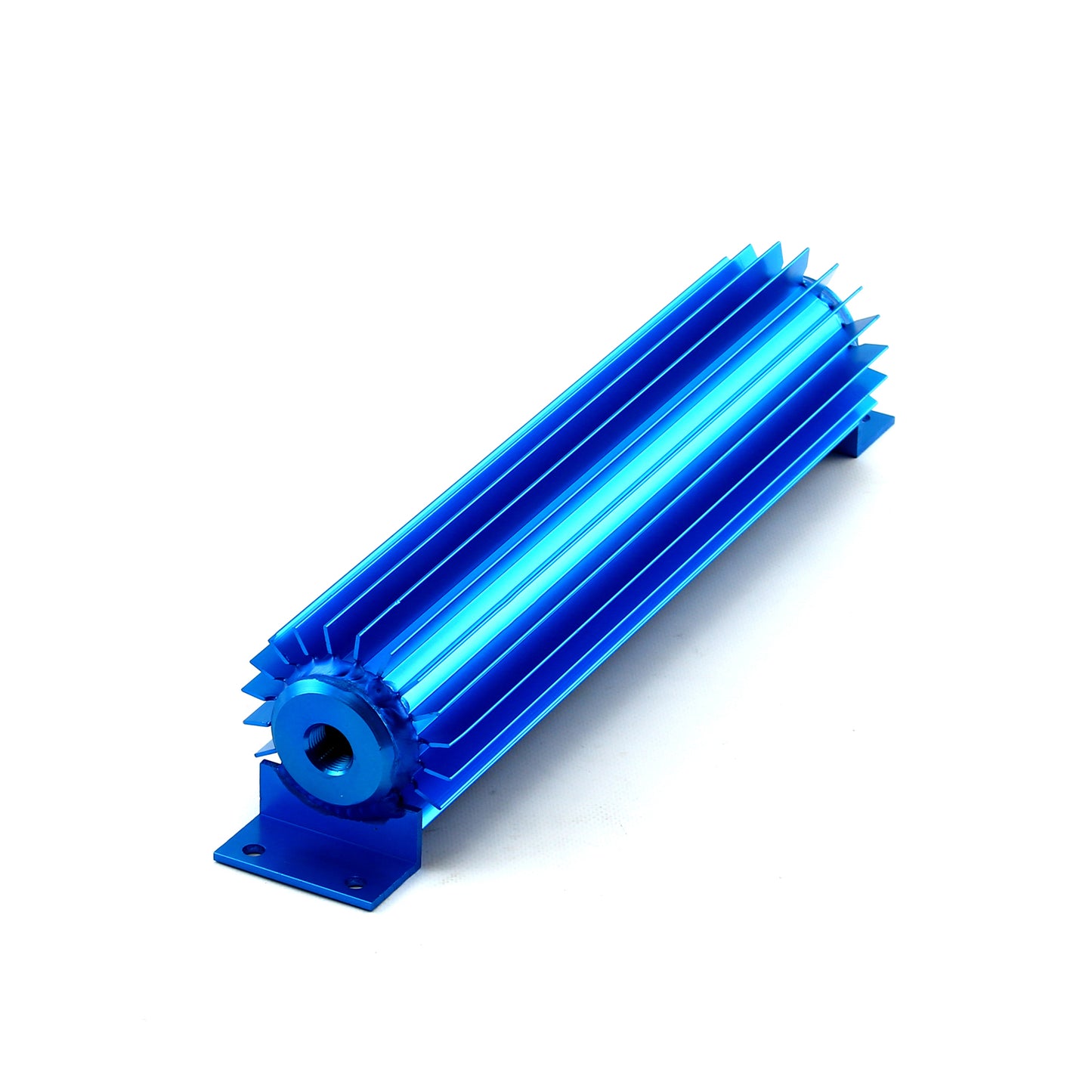 12" Blue Anodized Single Pass Transmission Oil Cooler With Fittings