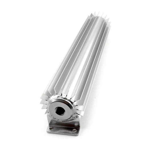 15" Silver Anodized Single Pass Transmission Oil Cooler With Fittings