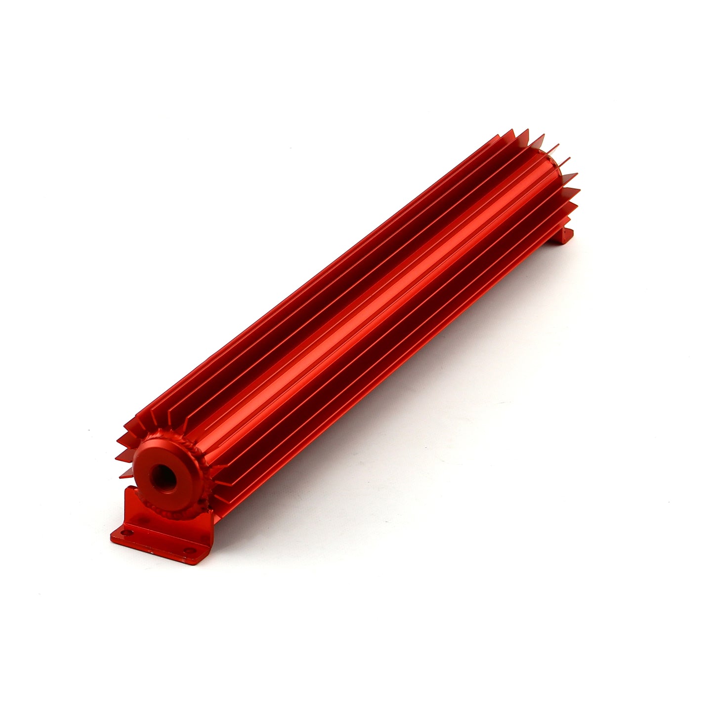 18" Red Anodized Single Pass Transmission Oil Cooler With Fittings