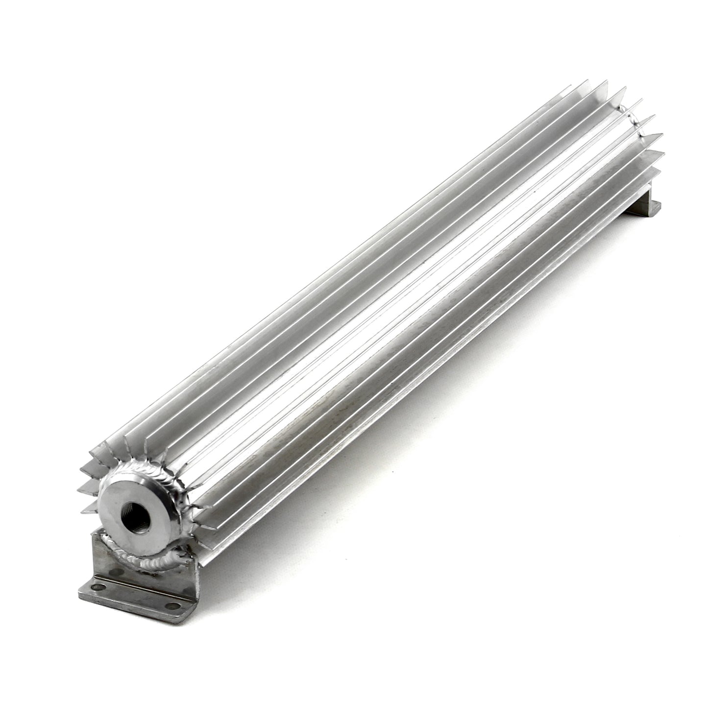 22" Silver Anodized Single Pass Transmission Oil Cooler With Fittings