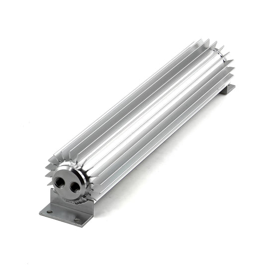 15" Silver Anodized Dual Pass Transmission Oil Cooler With Fittings
